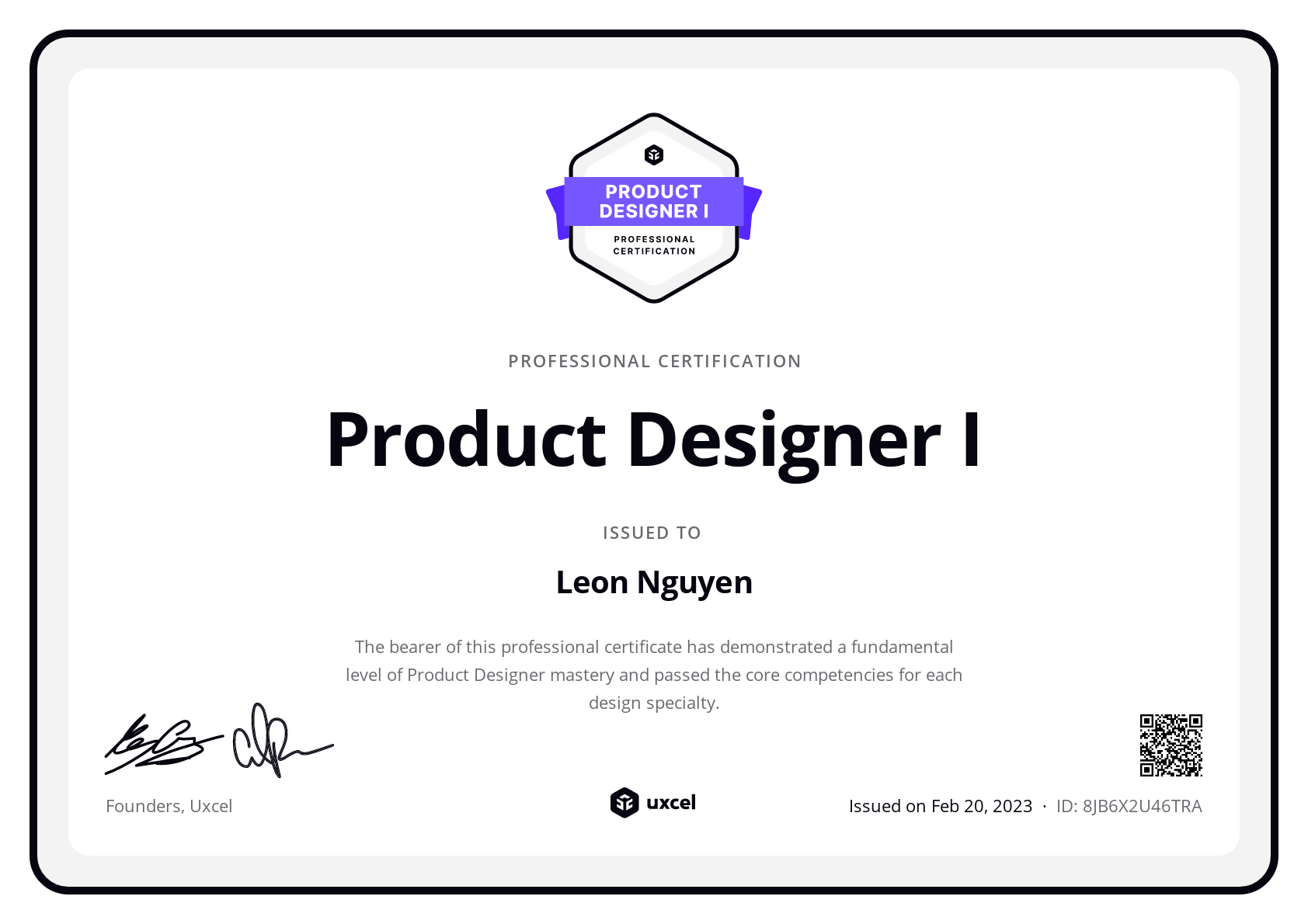 Leon Nguyen's certificate